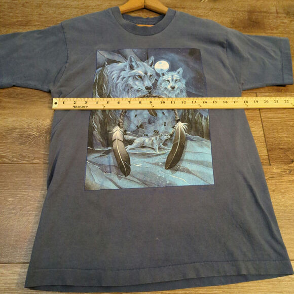 VTG Wolf Dreamcatcher Moon Adult Medium Shirt Native American Single Stitch - Picture 5 of 9